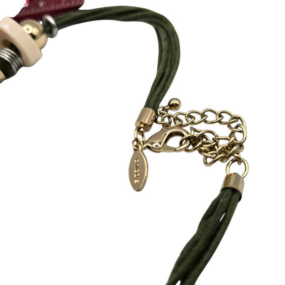 Chico's Necklace Chicos Green Cord 16" Multi Color Bead Gold Tone Chunky SKU2463 - Picture 6 of 6